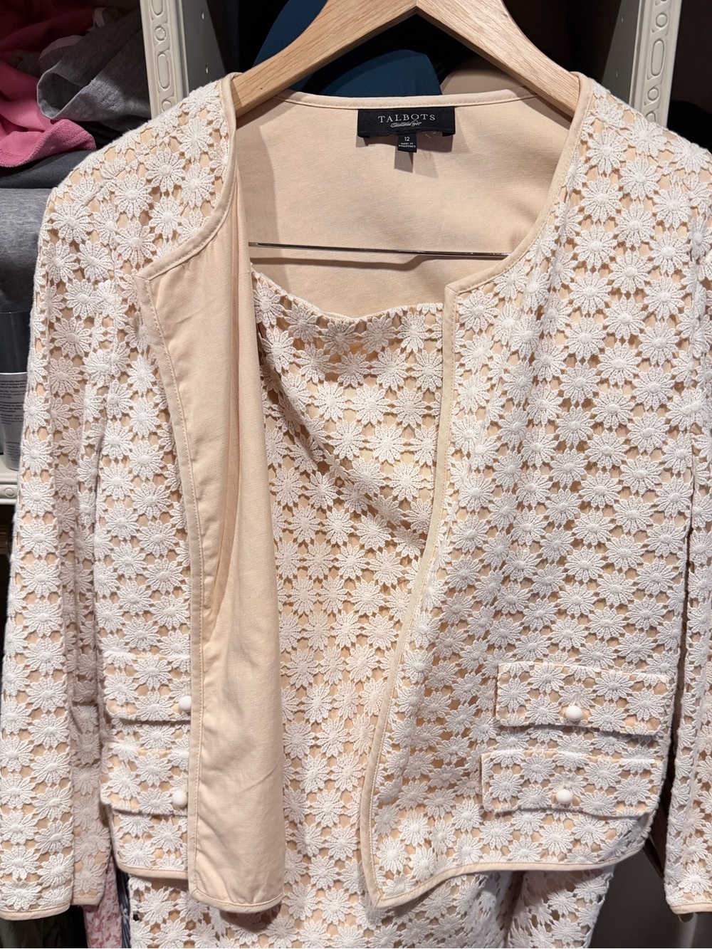 Talbots Cream Crochet Lace Jacket & Shell